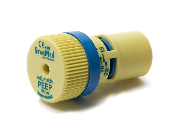 Válvula PEEP ajustable 0-20 cm H2O con conexión 22 hembra