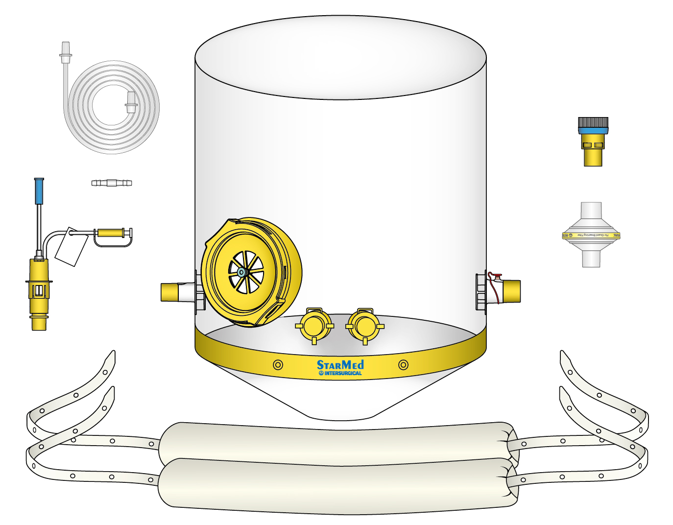 Kit casco CaStar con VentuPlus para uso en CPAP con generador de flujo y válvula PEEP, tamaño extra extra grande, cuello ≥50cm 