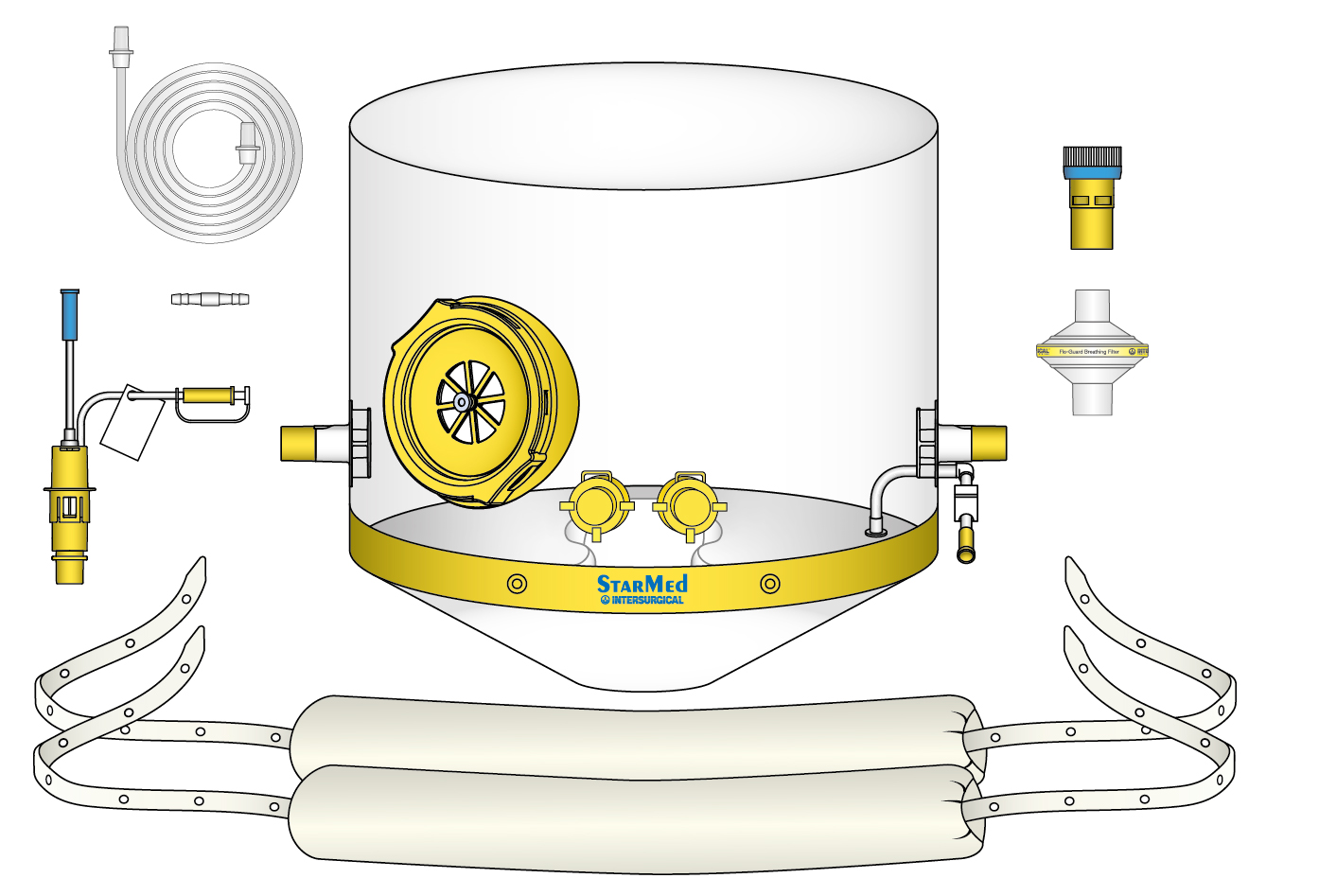 Kit casco CaStar R con VentuPlus para uso en VNI y CPAP con generador de flujo y válvula PEEP, tamaño extra extra grande, cuello ≥50cm 