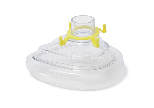 Mascarilla de anestesia clásica, adulto pequeña, con anillo amarillo, 22F, tamaño 3