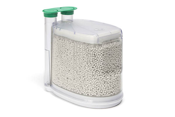 Cartucho absorbente de CO2 Spherasorb desechable tipo AbCan, cambio de color blanco a violeta, 1,1L.