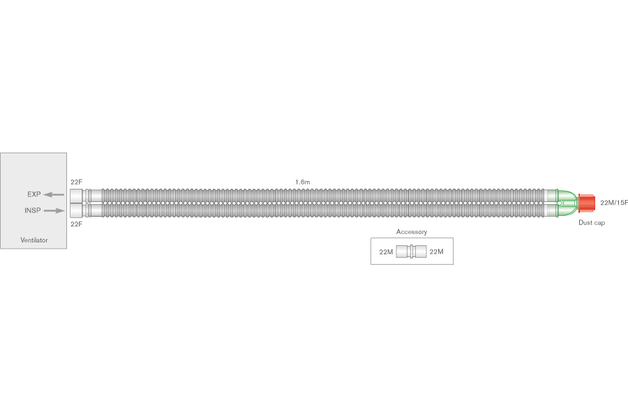 Circuito respiratorio Flextube de 22mm, longitud, ≥1.6m