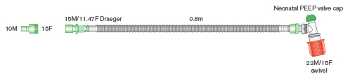 Circuito de Resucitación Neonatal 10mm con PEEP regulable y codo doble swivel, ≥ 0.8m  