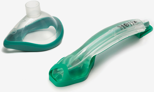 mask and i-gel on grey