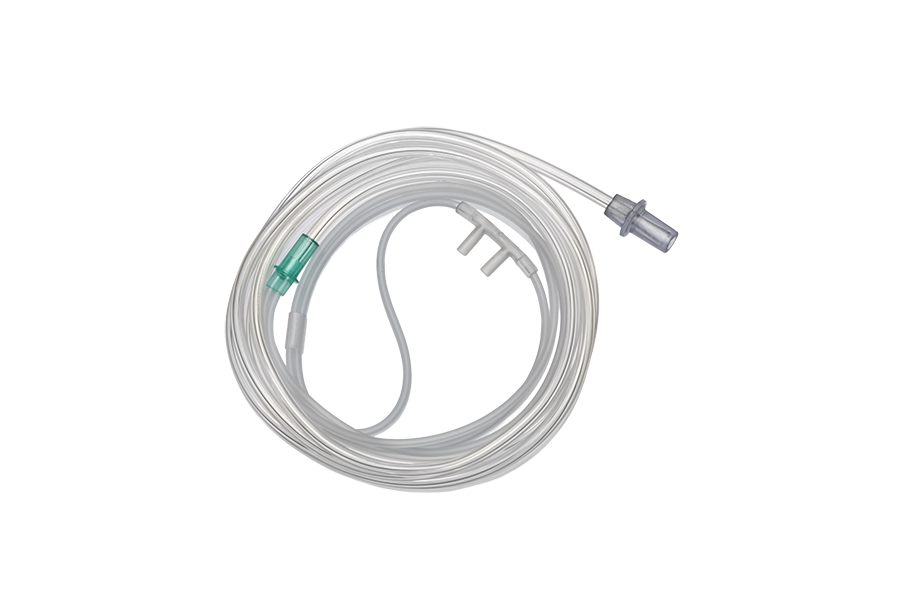 Cánula nasal Satin de adulto con vástagos curvos y línea de oxígeno, 1.8m
