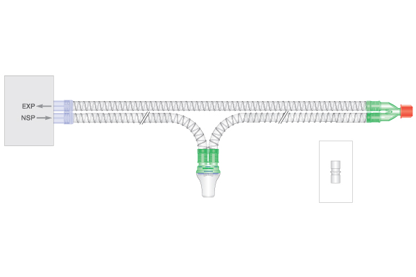 22mm Smoothbore breathing system with water trap, ≥ 1.5m