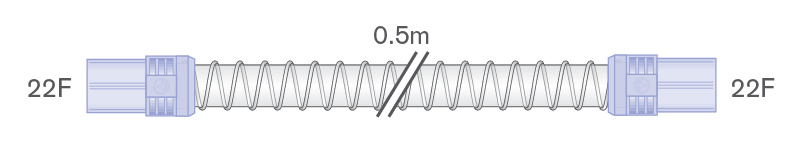 Ramal de alma lisa de 22mm con conexiones flexibles, 22F-22F, longitud 0.5m