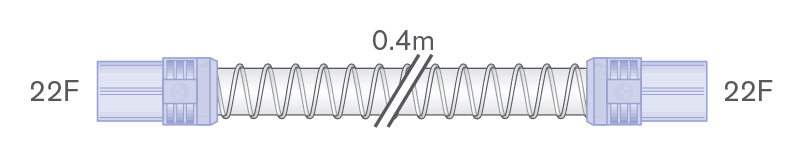 Ramal de alma lisa de 22mm con conexiones flexibles, 22F-22F, longitud 0.4m