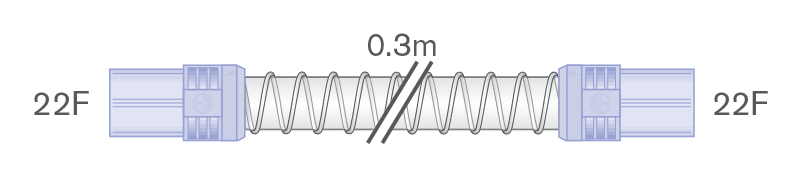 Ramal de alma lisa de 22mm con conexiones flexibles, 22F-22F, longitud 0.3m