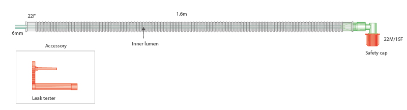 Circuito respiratorio coaxial Mapleson D Bain para utilizar con adaptadores Bain, longitud 1.6m