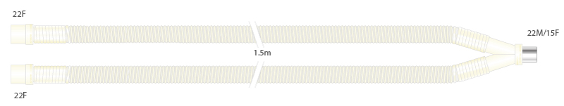 Circuito respiratorio transparente de Hytrel®, longitud 1.5m