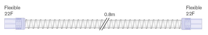 Ramal de alma lisa de 22mm con conexiones flexibles, 22F-22F, longitud 0.8m
