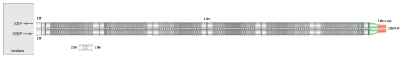Circuito respiratorio Flextube de 22mm, longitud 2.4m