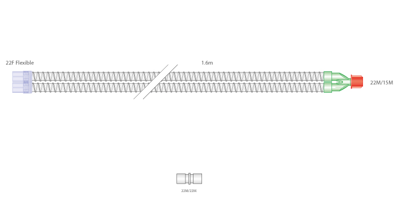 Circuito respiratorio de Alma Lisa EcoLite de 22mm, longitud 1.6m